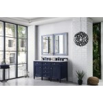 Brittany 60" Victory Blue Double Vanity w/ 3 CM Eternal Jasmine Pearl Quartz Top