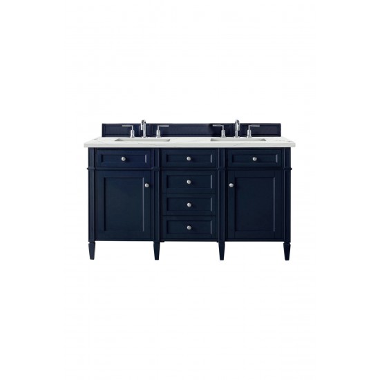 Brittany 60" Victory Blue Double Vanity w/ 3 CM Ethereal Noctis Quartz Top