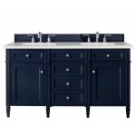 Brittany 60" Victory Blue Double Vanity w/ 3 CM Eternal Serena Quartz Top