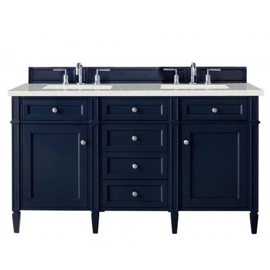 Brittany 60" Victory Blue Double Vanity w/ 3 CM Eternal Serena Quartz Top