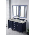 Brittany 60" Victory Blue Double Vanity w/ 3 CM Eternal Serena Quartz Top