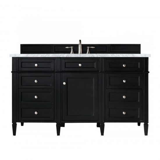 Brittany 60" Single Vanity, Black Onyx w/ 3 CM Carrara Marble Top