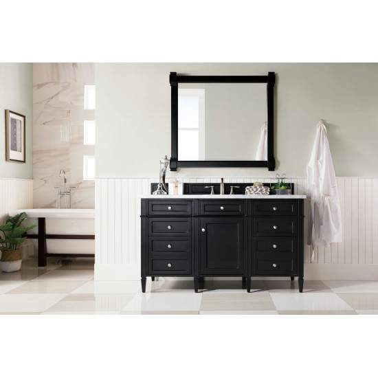 Brittany 60" Single Vanity, Black Onyx w/ 3 CM Carrara Marble Top