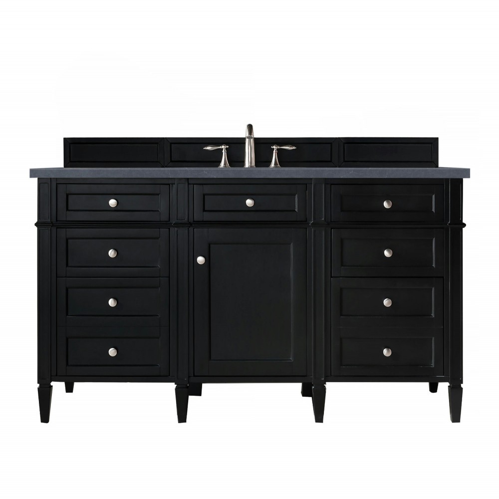 Brittany 60" Single Vanity, Black Onyx, w/ 3 CM Charcoal Soapstone Quartz Top