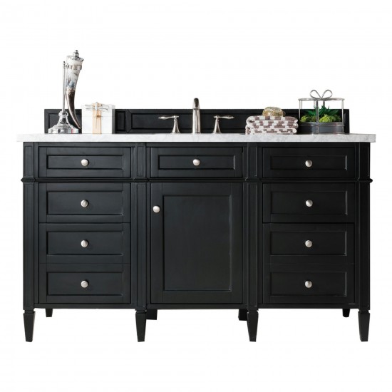 Brittany 60" Single Vanity, Black Onyx, w/ 3 CM Eternal Jasmine Pearl Quartz Top