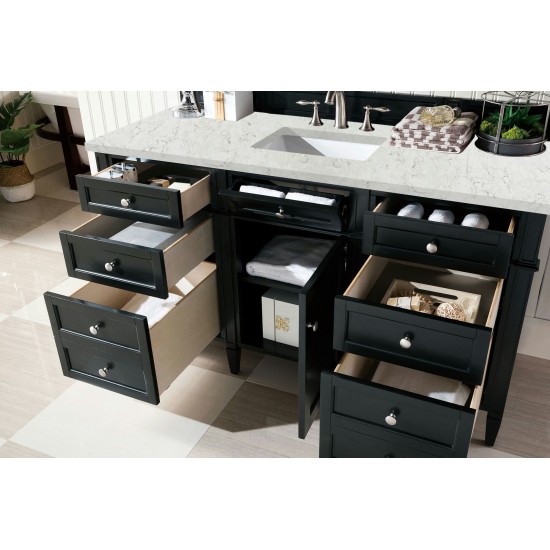Brittany 60" Single Vanity, Black Onyx, w/ 3 CM Eternal Jasmine Pearl Quartz Top