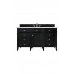 Brittany 60" Single Vanity, Black Onyx, w/ 3 CM Ethereal Noctis Quartz Top