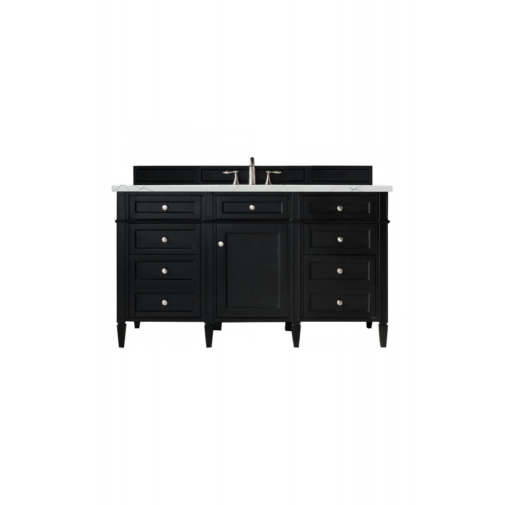 Brittany 60" Single Vanity, Black Onyx, w/ 3 CM Ethereal Noctis Quartz Top