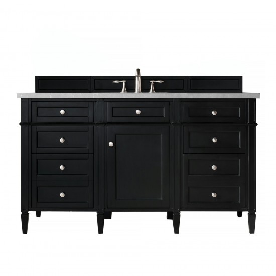 Brittany 60" Single Vanity, Black Onyx, w/ 3 CM Eternal Serena Quartz Top