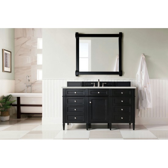 Brittany 60" Single Vanity, Black Onyx, w/ 3 CM Eternal Serena Quartz Top