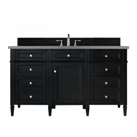 Brittany 60" Single Vanity, Black Onyx, w/ 3 CM Grey Expo Quartz Top