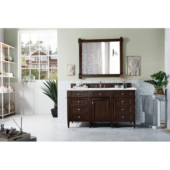 Brittany 60" Mahogany Single Vanity w/3 CM Arctic Fall Solid Surface Top