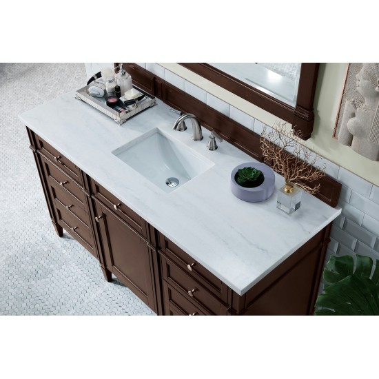 Brittany 60" Mahogany Single Vanity w/3 CM Arctic Fall Solid Surface Top