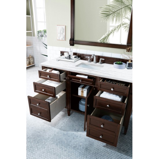 Brittany 60" Mahogany Single Vanity w/3 CM Arctic Fall Solid Surface Top