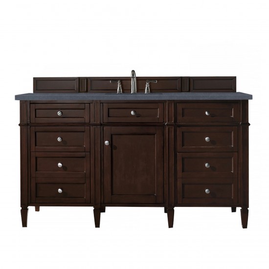 Brittany 60" Mahogany Single Vanity w/3 CM Charcoal Soapstone Quartz Top