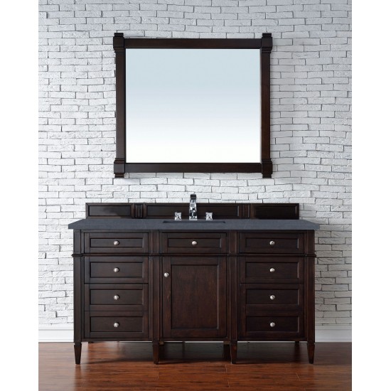 Brittany 60" Mahogany Single Vanity w/3 CM Charcoal Soapstone Quartz Top