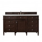 Brittany 60" Burnished Mahogany Single Vanity w/ 3 CM Jasmine Pearl Quartz Top