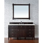 Brittany 60" Burnished Mahogany Single Vanity w/ 3 CM Jasmine Pearl Quartz Top