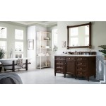 Brittany 60" Burnished Mahogany Single Vanity w/ 3 CM Jasmine Pearl Quartz Top