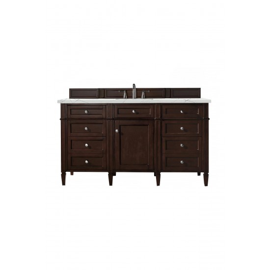 Brittany 60" Burnished Mahogany Single Vanity w/ 3 CM Ethereal Noctis Quartz Top