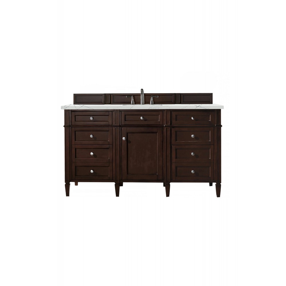 Brittany 60" Burnished Mahogany Single Vanity w/ 3 CM Ethereal Noctis Quartz Top