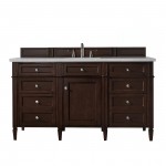 Brittany 60" Burnished Mahogany Single Vanity w/ 3 CM Eternal Serena Quartz Top