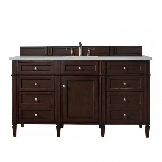 Brittany 60" Burnished Mahogany Single Vanity w/ 3 CM Eternal Serena Quartz Top