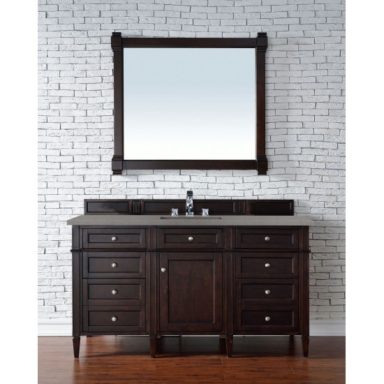 Brittany 60" Burnished Mahogany Single Vanity w/ 3 CM Grey Expo Quartz Top