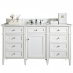 Brittany 60" Bright White Single Vanity w/ 3 CM Arctic Fall Solid Surface Top