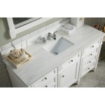 Brittany 60" Bright White Single Vanity w/ 3 CM Arctic Fall Solid Surface Top