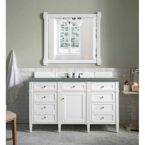 Brittany 60" Bright White Single Vanity w/ 3 CM Cala Blue Quartz Top