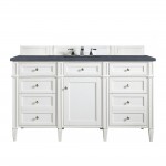 Brittany 60" Bright White Single Vanity w/ 3 CM Charcoal Soapstone Quartz Top