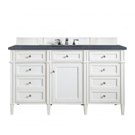 Brittany 60" Bright White Single Vanity w/ 3 CM Charcoal Soapstone Quartz Top