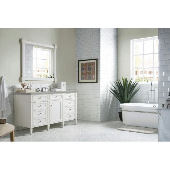 Brittany 60" Bright White Single Vanity w/ 3 CM Eternal Serena Quartz Top