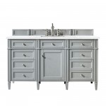 Brittany 60" Urban Gray Single Vanity w/ 3 CM Arctic Fall Solid Surface Top