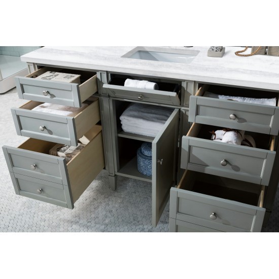 Brittany 60" Urban Gray Single Vanity w/ 3 CM Arctic Fall Solid Surface Top