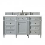 Brittany 60" Urban Gray Single Vanity w/ 3 CM Classic White Quartz Top