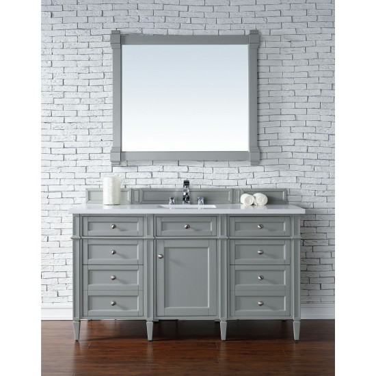 Brittany 60" Urban Gray Single Vanity w/ 3 CM Classic White Quartz Top