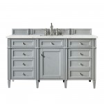 Brittany 60" Urban Gray Single Vanity w/ 3 CM Eternal Jasmine Pearl Quartz Top