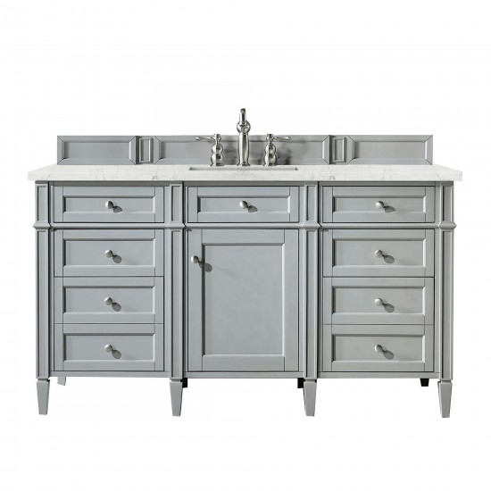 Brittany 60" Urban Gray Single Vanity w/ 3 CM Eternal Jasmine Pearl Quartz Top