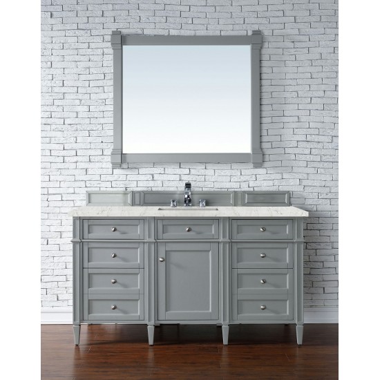 Brittany 60" Urban Gray Single Vanity w/ 3 CM Eternal Jasmine Pearl Quartz Top