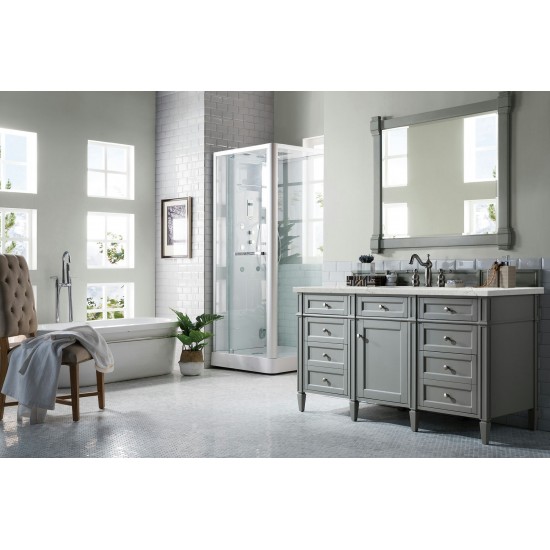 Brittany 60" Urban Gray Single Vanity w/ 3 CM Eternal Jasmine Pearl Quartz Top