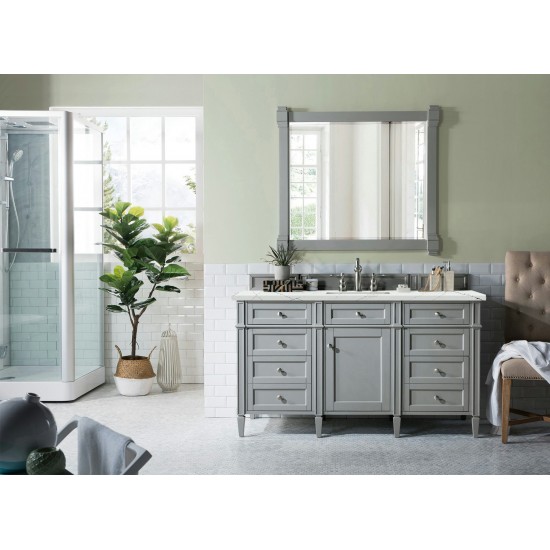 Brittany 60" Urban Gray Single Vanity w/ 3 CM Ethereal Noctis Quartz Top