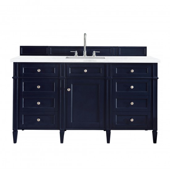 Brittany 60" Victory Blue Single Vanity w/ 3 CM Arctic Fall Solid Surface Top