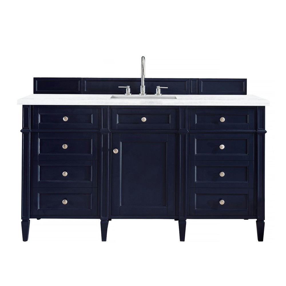 Brittany 60" Victory Blue Single Vanity w/ 3 CM Arctic Fall Solid Surface Top