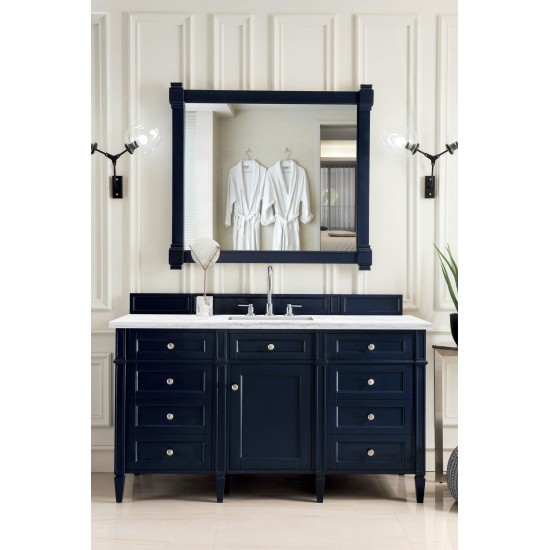 Brittany 60" Victory Blue Single Vanity w/ 3 CM Arctic Fall Solid Surface Top