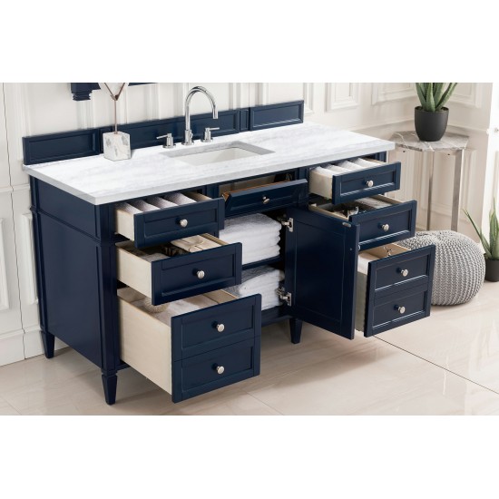Brittany 60" Victory Blue Single Vanity w/ 3 CM Arctic Fall Solid Surface Top