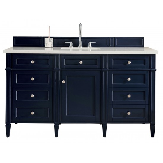 Brittany 60" Victory Blue Single Vanity w/ 3 CM Carrara Marble Top