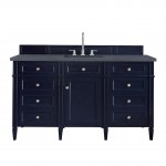 Brittany 60" Victory Blue Single Vanity w/ 3 CM Charcoal Soapstone Quartz Top