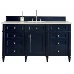 Brittany 60" Victory Blue Single Vanity w/ 3 CM Eternal Jasmine Pearl Quartz Top